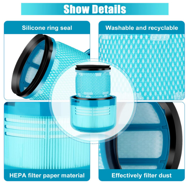 2 Pack HEPA Filter Replacements For Dyson V15 V11 Detect Cordless Vacuum Cleaner