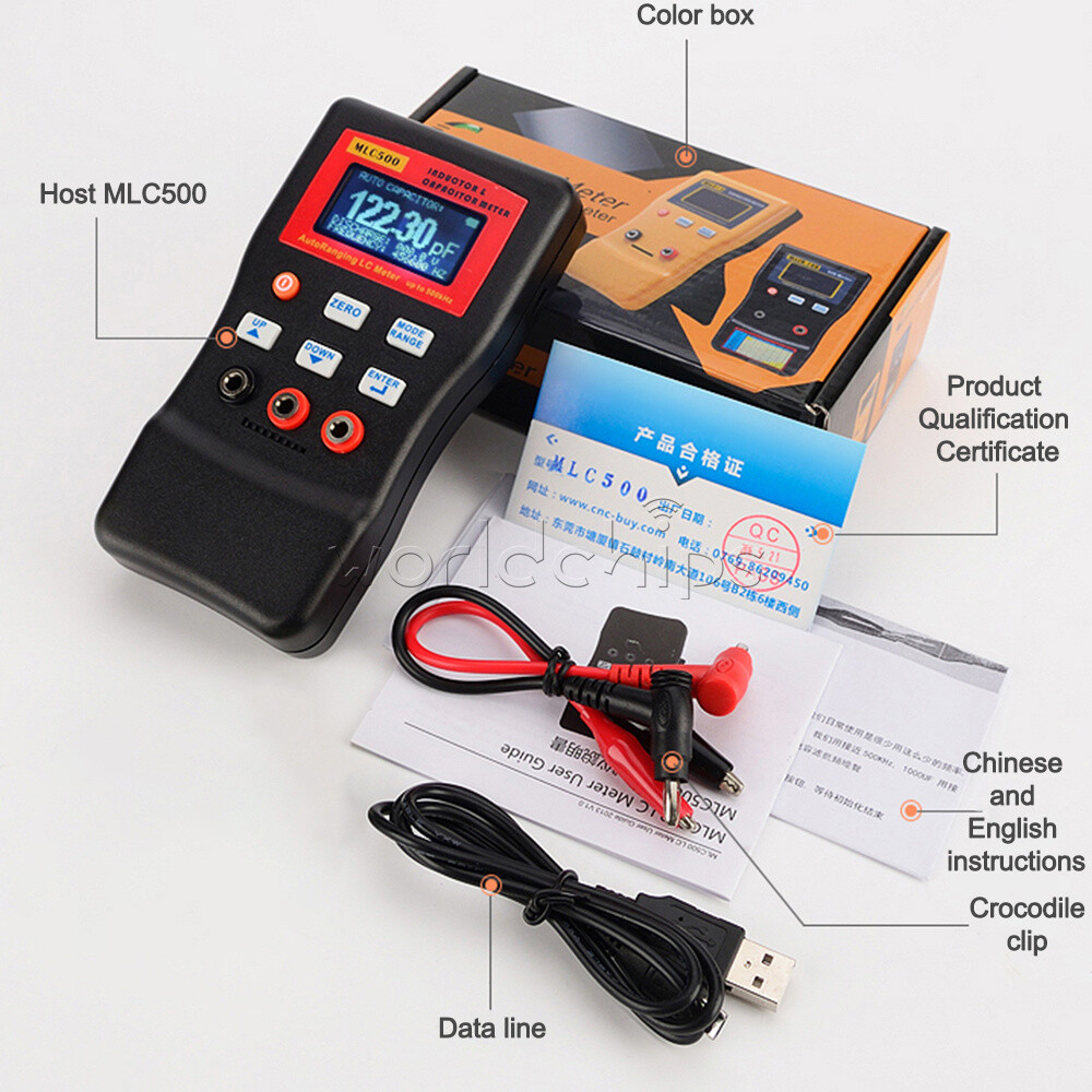 MLC500 High Precision Digital Auto Range Capacitance Inductance Meter Anti-burn