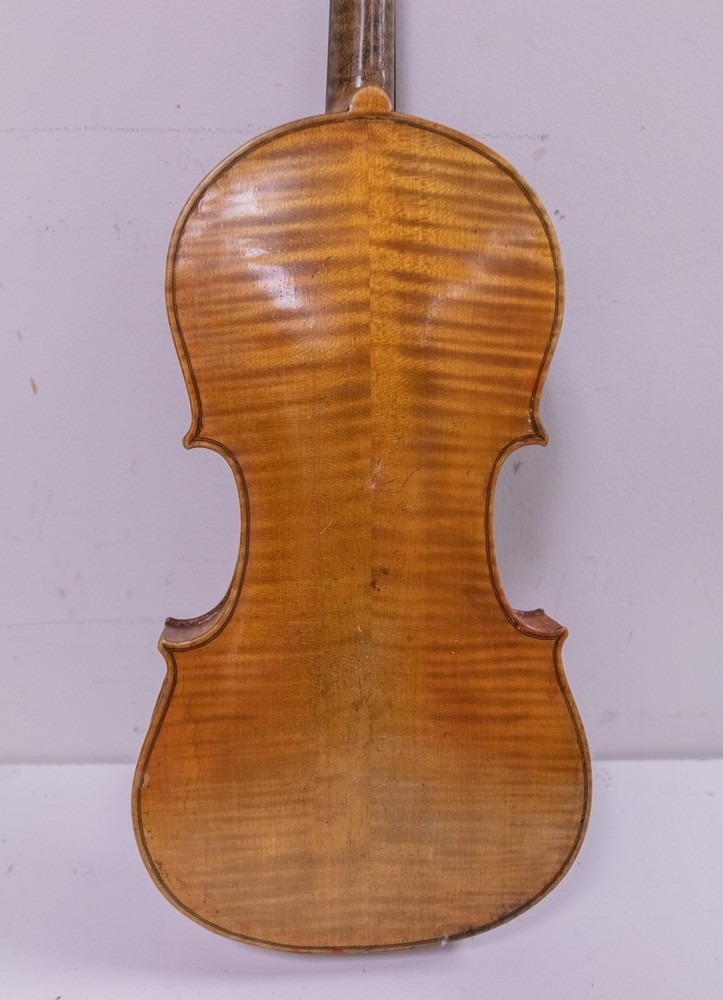 Antique - German 4/4 Stradivarius Violin - Needs Strings w/ Case & Bow