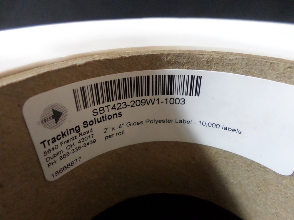 Tracking Solutions Inc. 2” x 0.4” Gloss Polyester Thermal Labels (10,000/Roll)