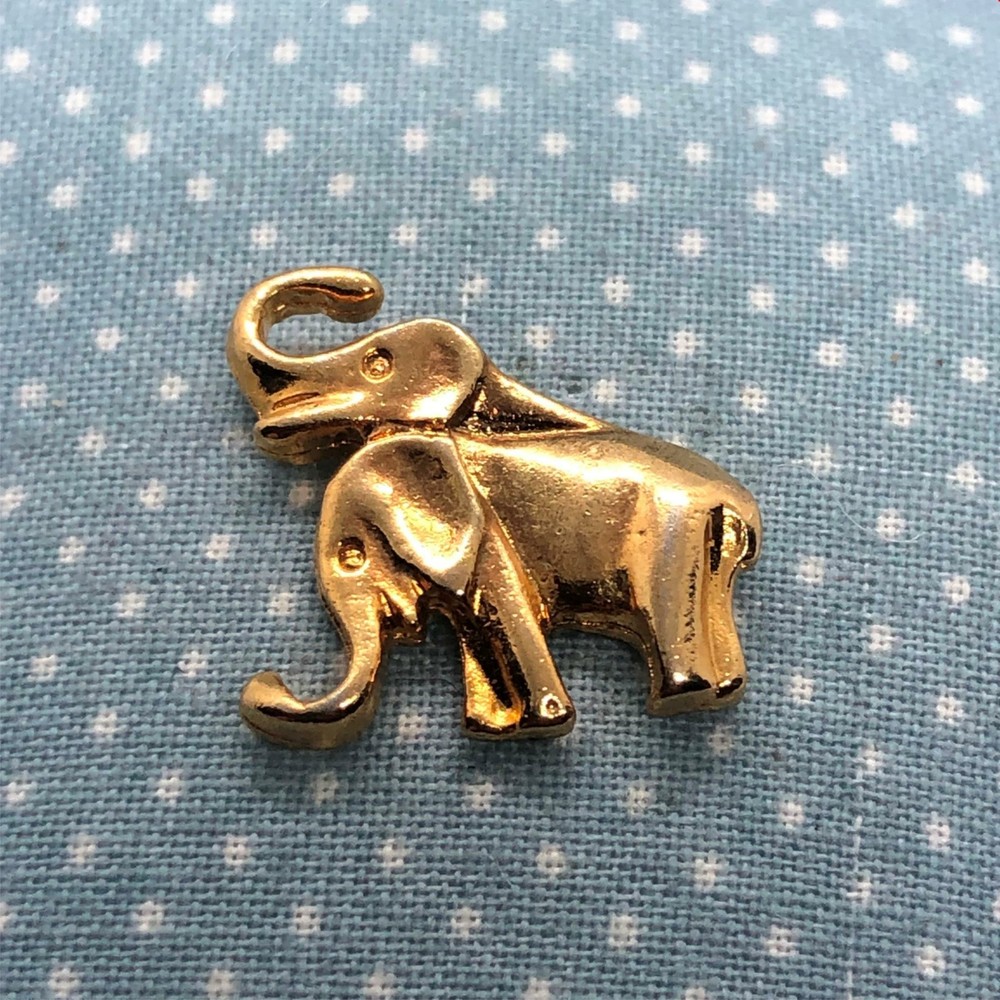 Gold Tone Elephant Pair Lapel Tac Pin