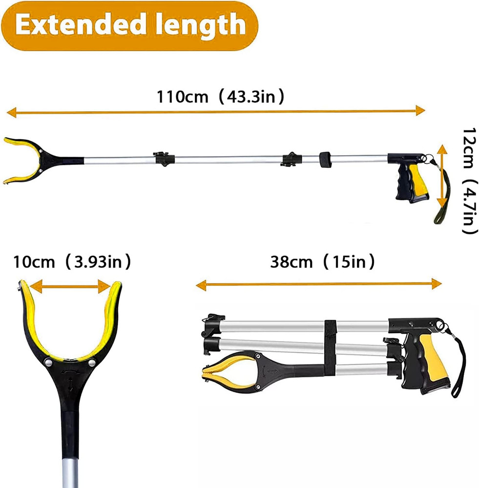 43" Foldable Extra Long Grabbers for Elderly Grab It Reaching Tool Heavy Duty