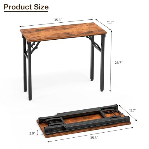 TEMI Small Computer Desk Folding Table - 35.8" Foldable Office Desk, No