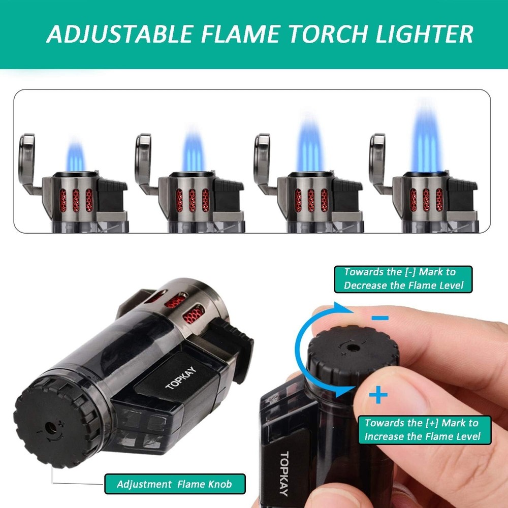 Refillable Triple Jet Torch Lighters - Windproof and Convenient, Gift Set 2 Pack