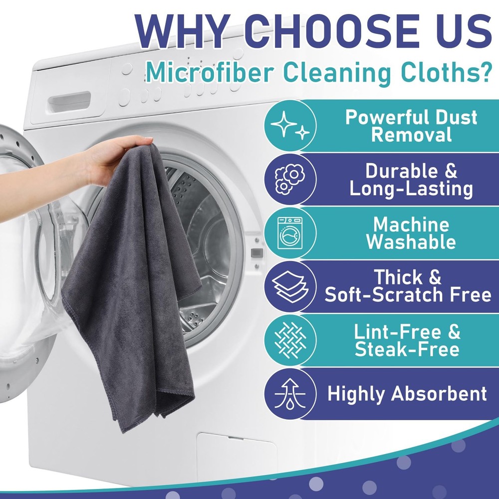 6 Pcs Extra Large Microfiber Cleaning Cloth 30" x 20" Washable Reusable Micro...