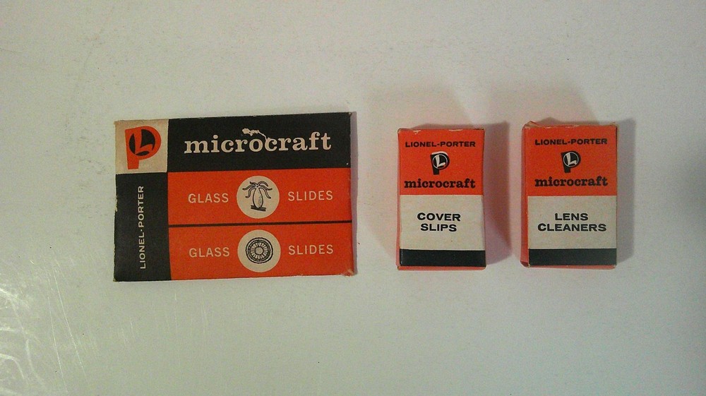 Vintage 1960 Lionel-Porter Panel Microcraft Student Microscope Lab Slides