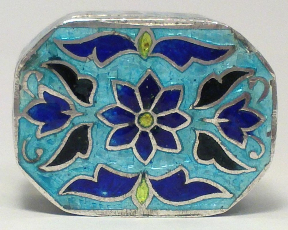 Vintage Sterling Silver & Enamel Pill Box – c1990
