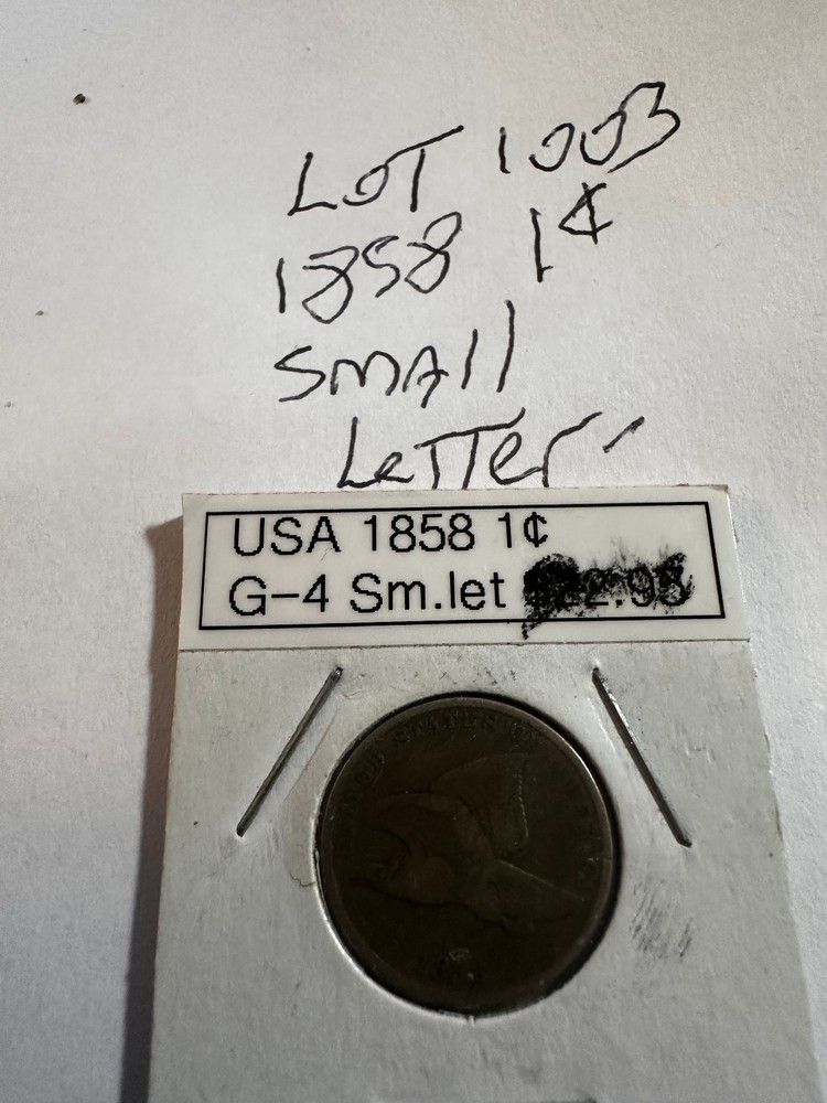 1858 cent (Small Letters) Good Lot #1003