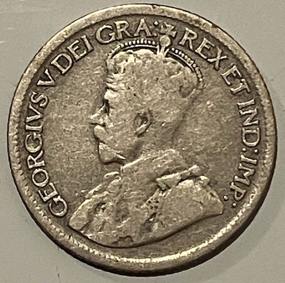 1920 George V Canada Silver 10 Cent Piece.