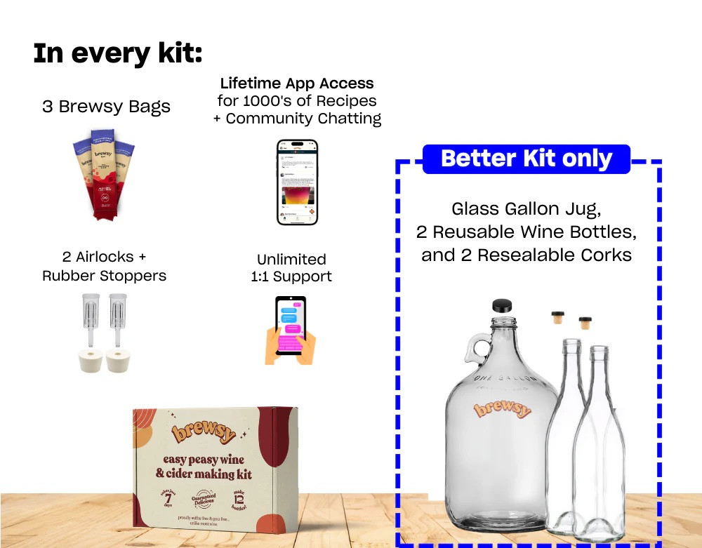 2 Brewsy Better Kit with Glassware Wine Making Kit