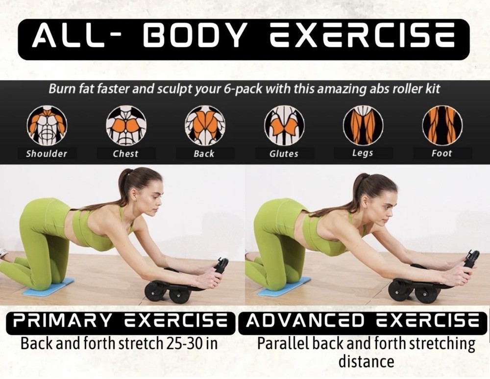 Ab Roller Wheel Home Core Exercise Ab Machine, Counting Ab Wheel Roller + Mat