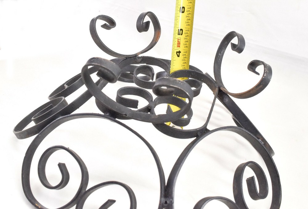 Black Wrought Iron Fruit Basket Footed Bowl Scroll Work Design Rustic Farmhouse
