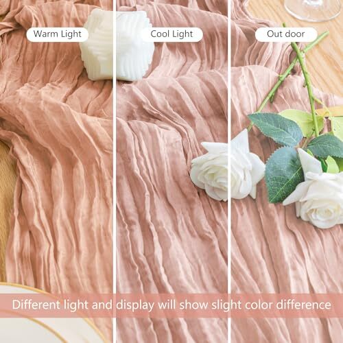 2PCS Table Runner Fall Cheesecloth 10FT Boho Gauze Cheese 2 Pack Dusty Pink
