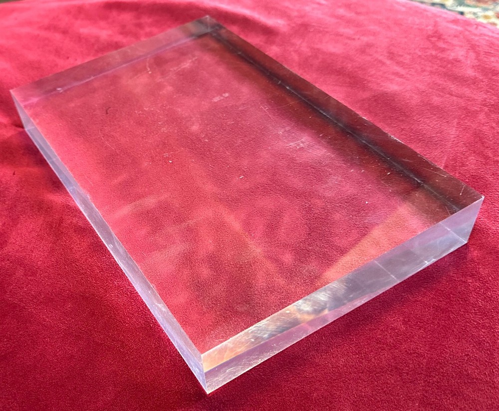 Lucite Acrylic Display Base - Vintage - 11"x7"x1.5" Solid Block Mid-Century Mode