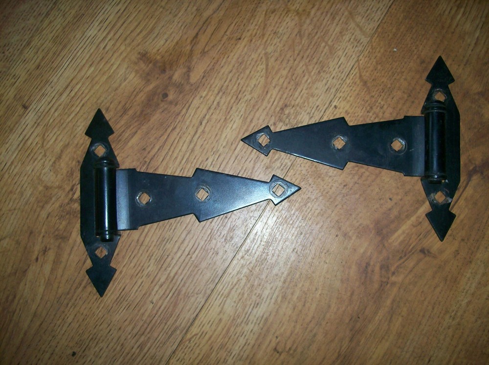 Vintage black metal door  gate hinges