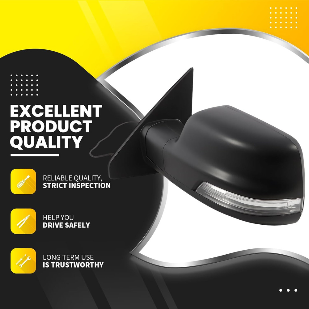 Left Driver Side Mirror Assembly Compatible with Ram 1500 2019-2025 Power Foldin