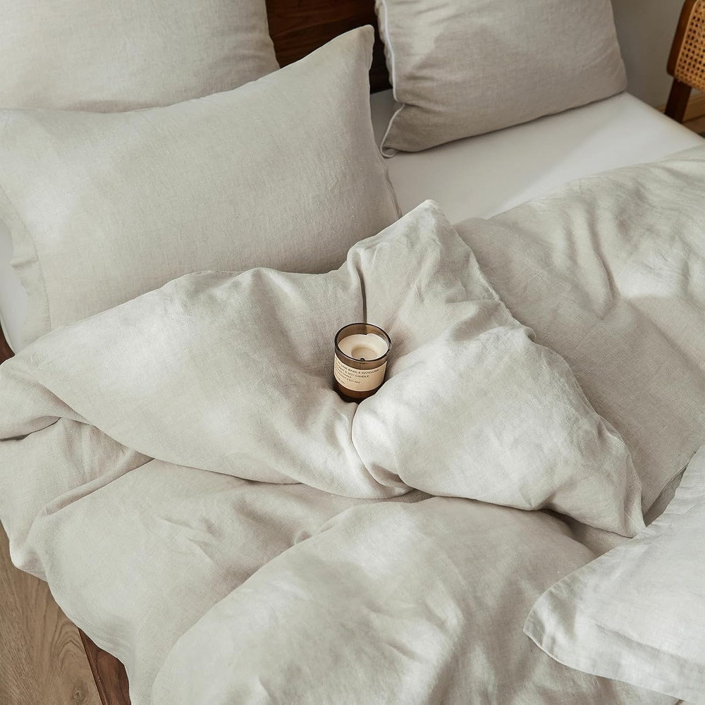 100% French Linen Pillow Shams Basic Style - (2 Pack) - Washed Solid Color