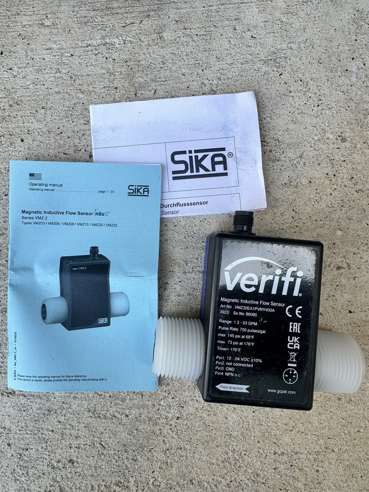 sika virifi magnetic inductive flow sensor range 1.3-53 GPM