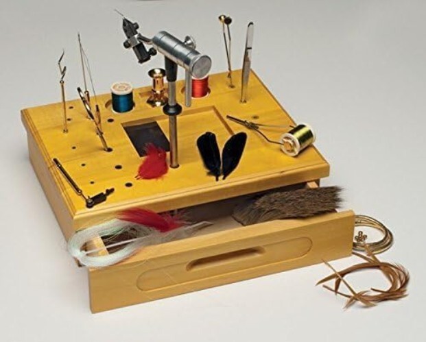 Wooden Fly Tying Station with Tools