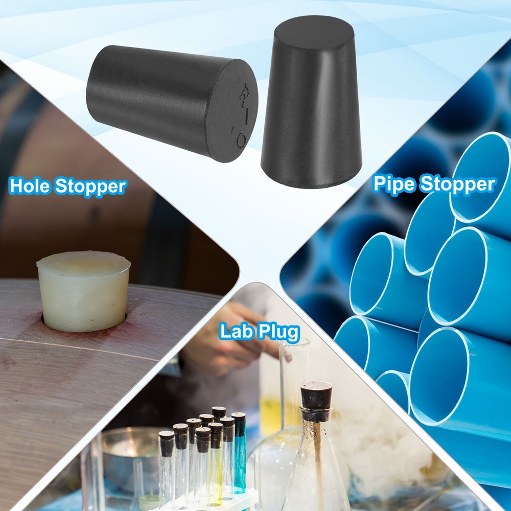 5 Pack Solid Rubber Stoppers 0# Tapered Lab Seal Plug Test Tube Bungs, Black