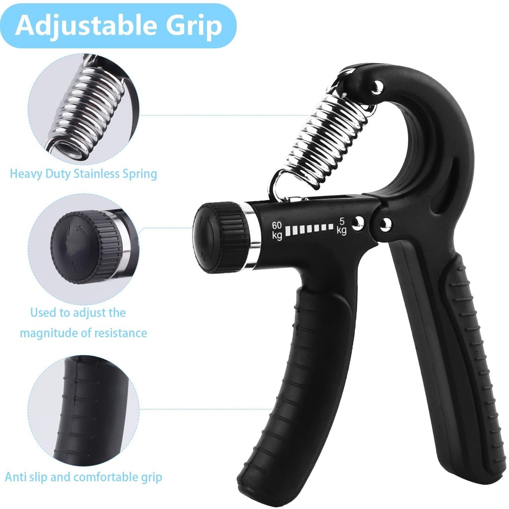 Grip Strength Trainer Kit (5 Pack), with Finger Exerciser, Hand Grip Strength...