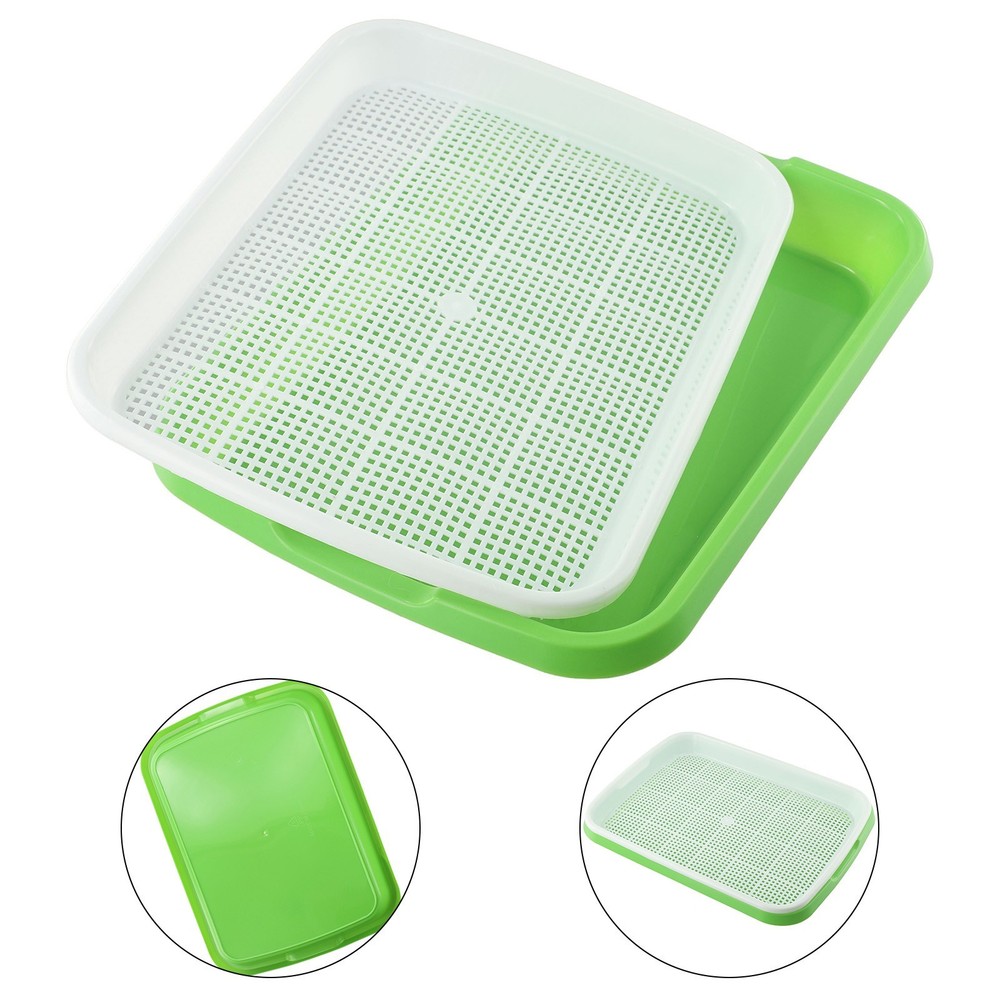 Sprouting Tray for Microgreens with Two Layer Mesh Design and Plastic Material