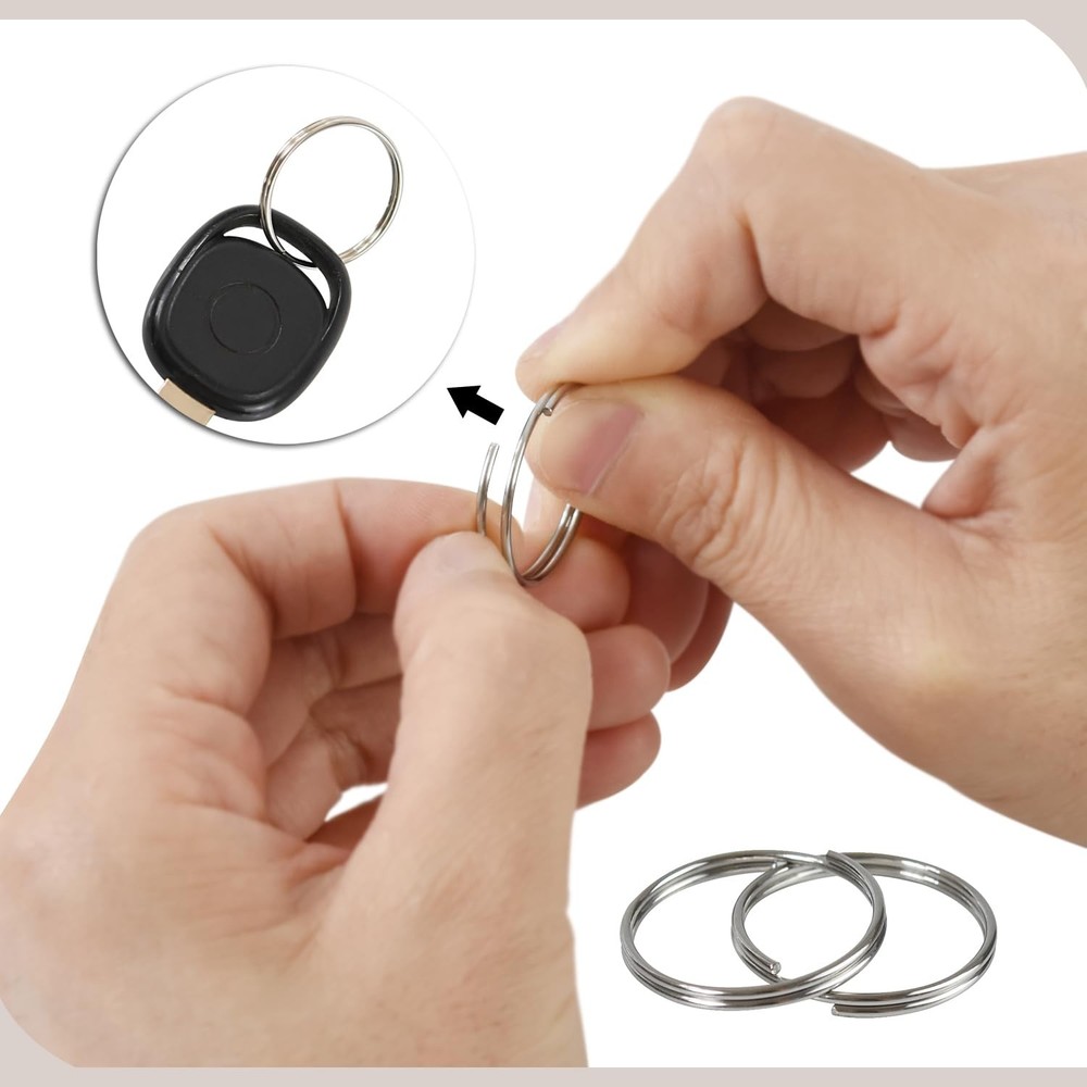 20 Pcs Key Rings 25mm Round Split Ring for Keychains Keyrings Silver