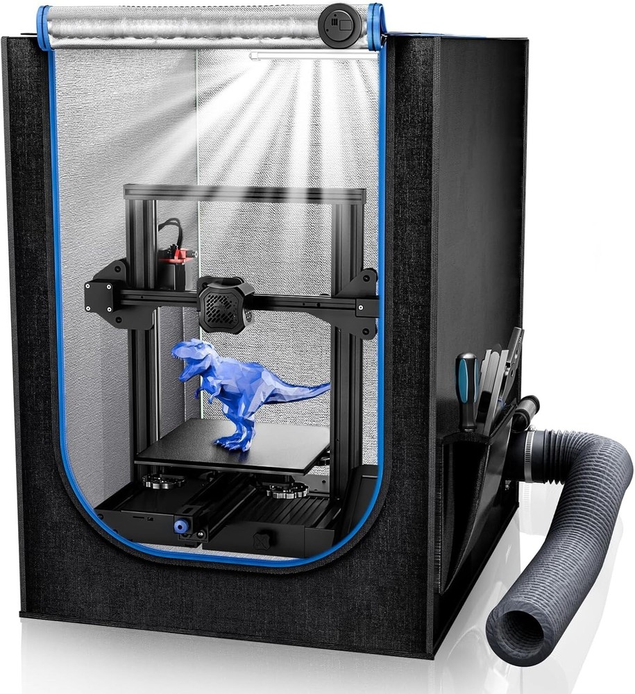LED Illuminated 3D Printer Enclosure with Constant Temperature & Noise Isolation