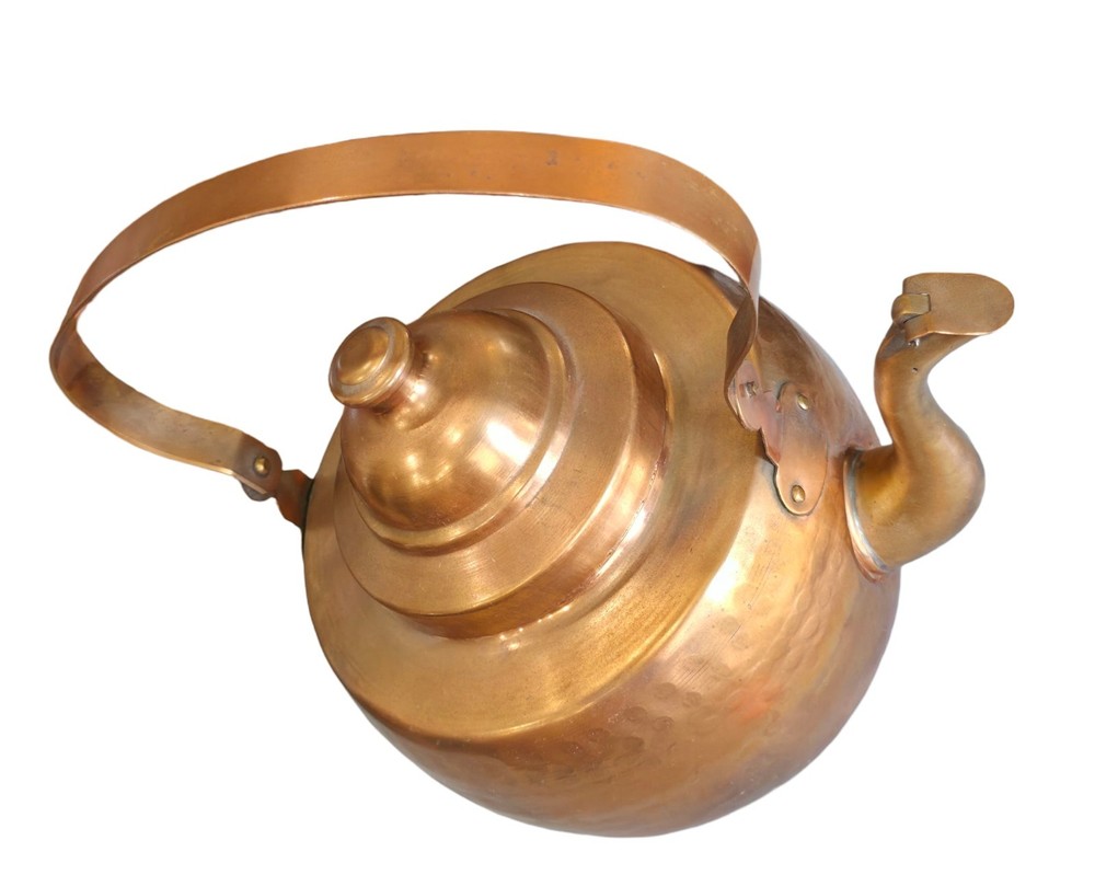 Vtg Hand Hammered Copper Teapot