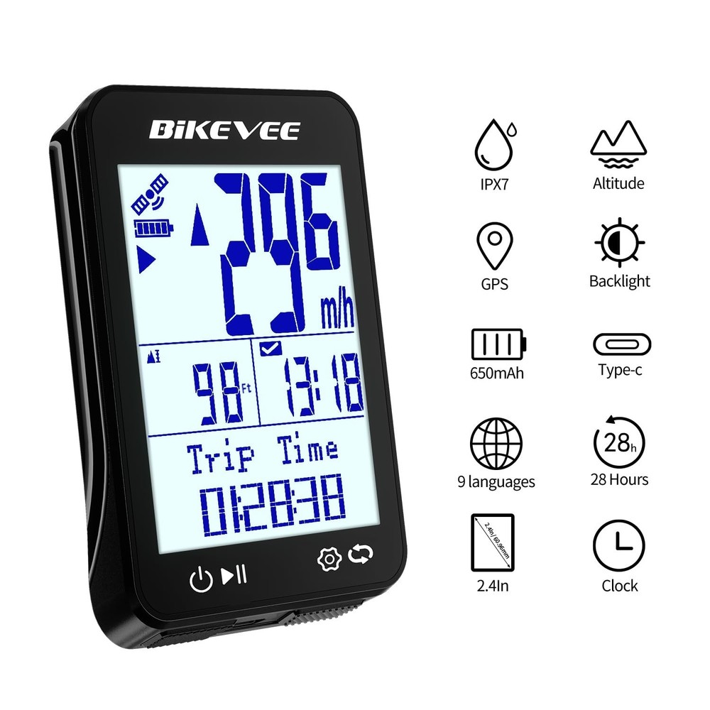 GPS Speedometer & Odometer - Wireless Bike Computer, Auto Start/Stop, Auto Ba...