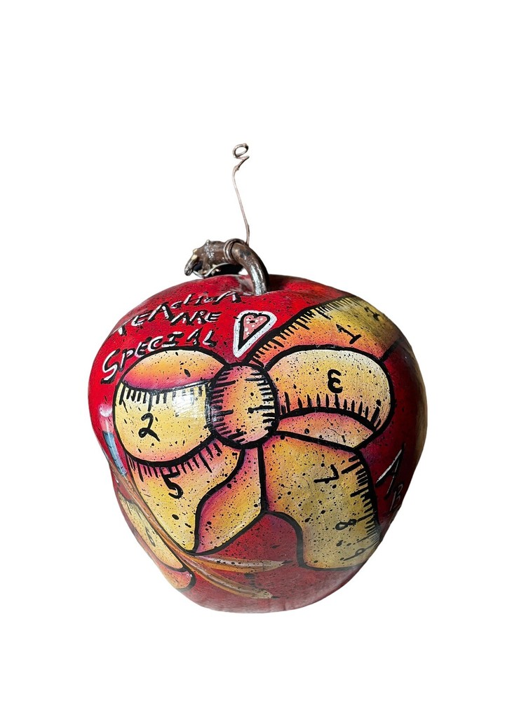 Handpainted Apple Gourd “Teachers Are Special” Dated 2002 And Signed