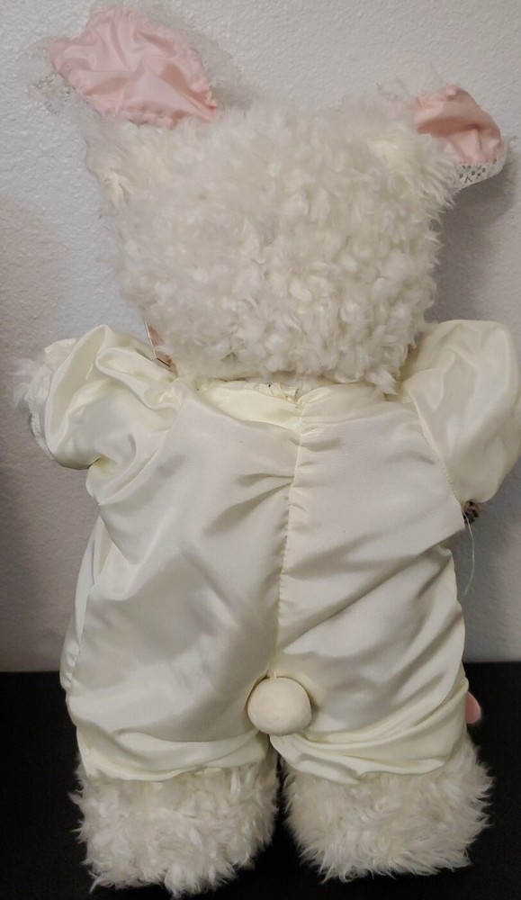 Spring Bear by Brinton 1995 Easter Bunny Self Standing White Scruffy Rabbit Bear
