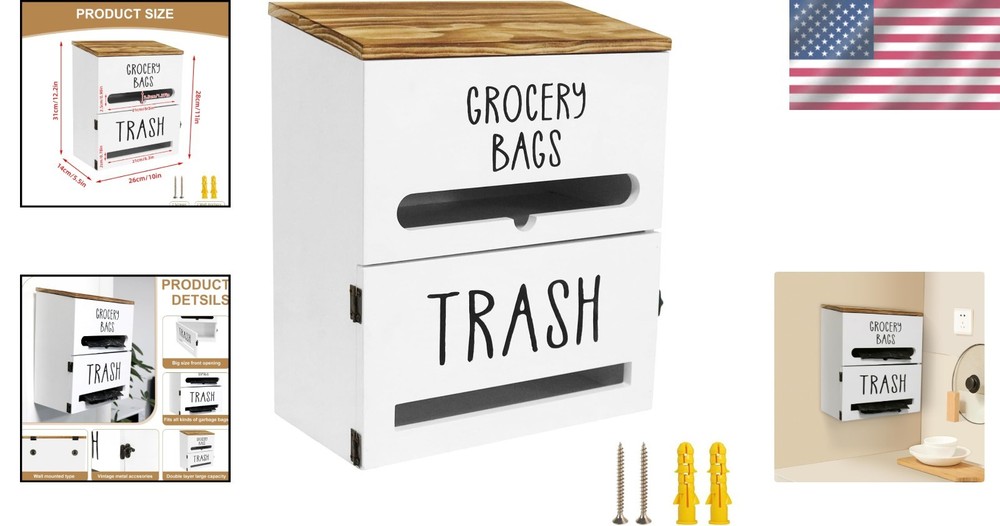 Versatile Wall-Mounted Trash Bag Organizer for Kitchen, Garage & Laundry