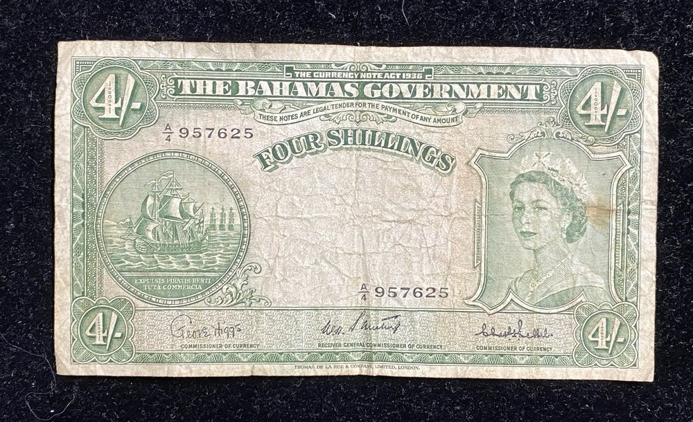 1936 Bahamas 4 Shillings Note