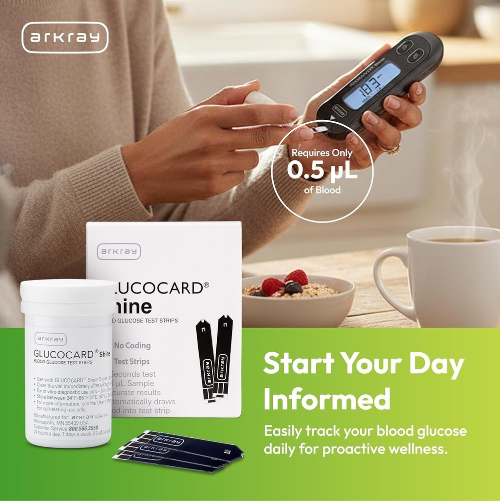 ARKRAY Blood Glucose Strips – No Coding Required, Fast 5-Second Results, 0.5...