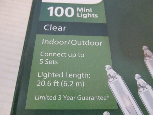 Philips 100 Mini Clear Lights with Green Wire