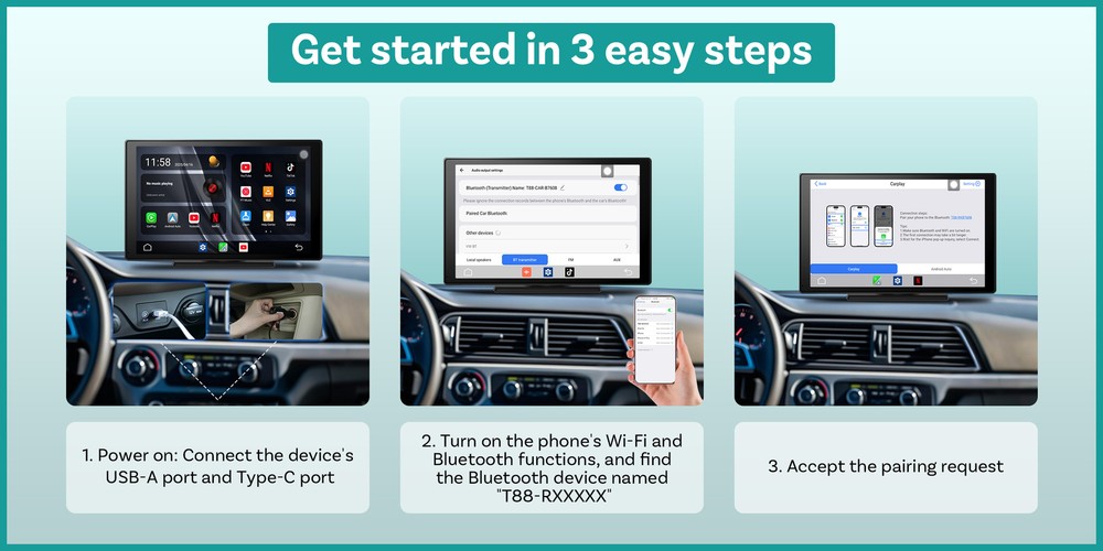 Ottocast 9" Car Touchscreen Wireless CarPlay+Android Streaming w/Youtube+TK
