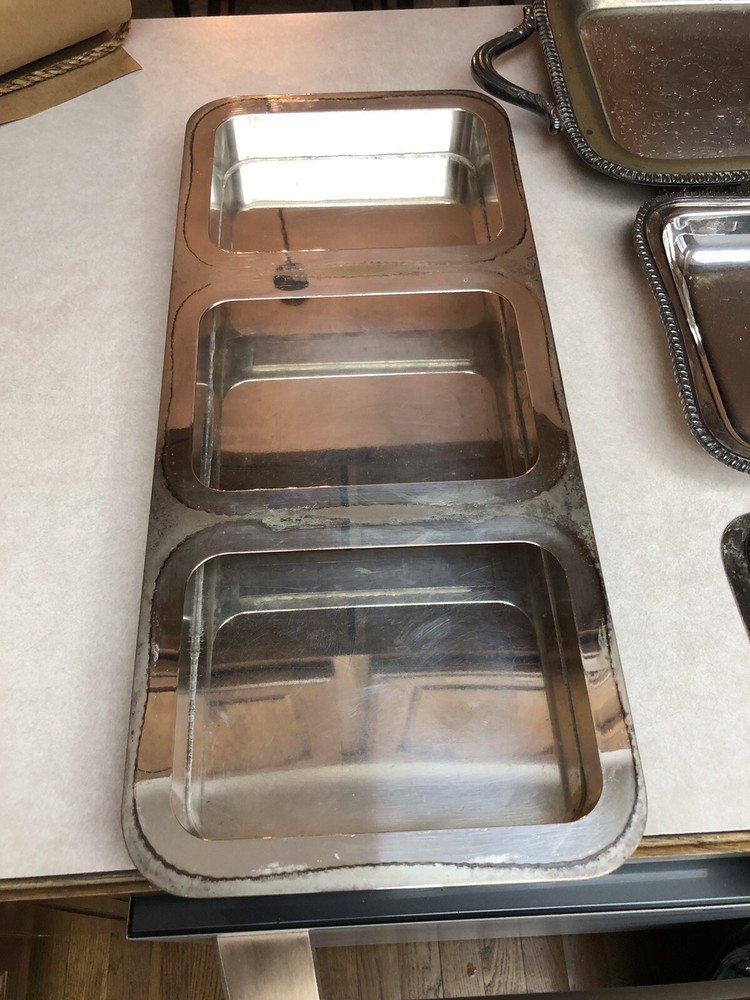 Antique Crown Silver Co. Divided Platter & Serving Tray Lids Marked