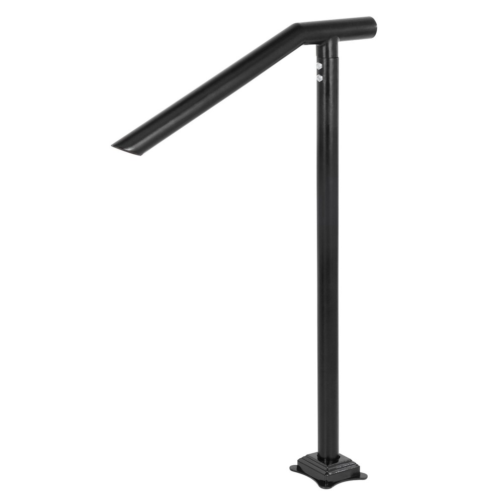 3Ft Step Railing Iron Stair Handrail Floor Mounted Sturdy Black Arched Han