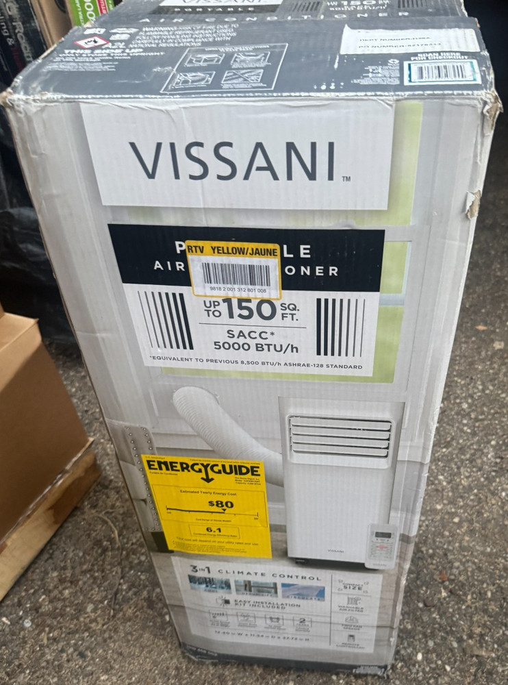 Vissani 5,000 BTU 115-Volt 3-in-1 Portable Air Conditioner Unit, VAP05R1AWT