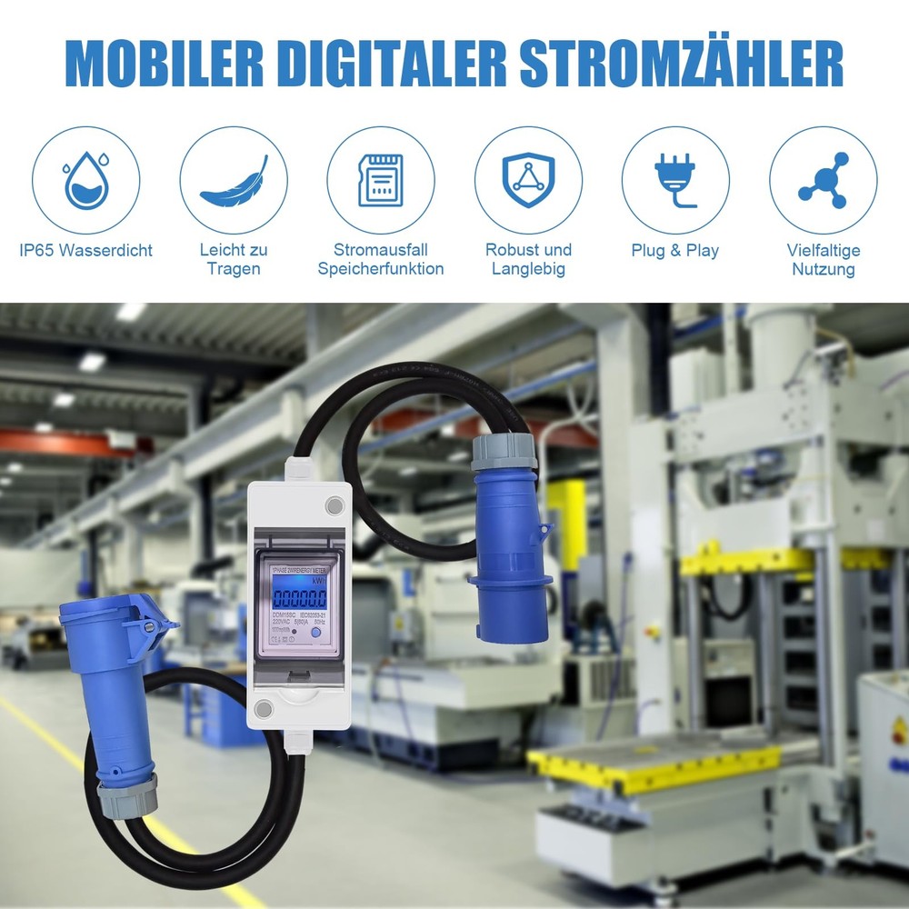 Mobile Digital Electric Meter, 230V Power Consumption Meter with...