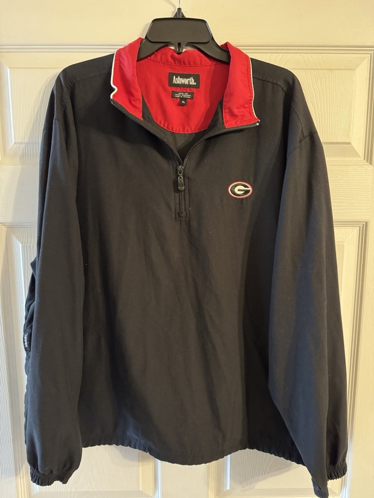 UGA ASHWORTH WINDBREAKER PULLOVER 1/4 ZIP MENS SIZE XL