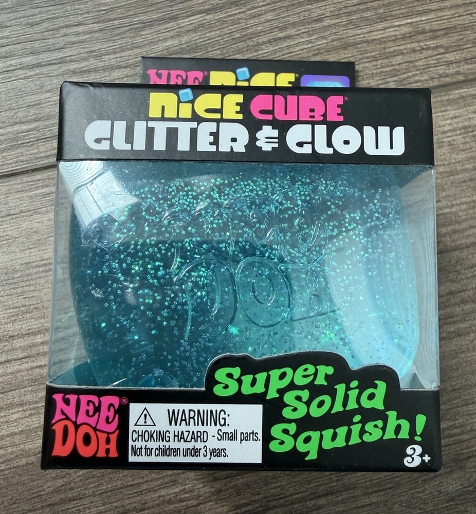 NeeDoh Nice Cube GLITTER & GLOW Blue Stress Ball