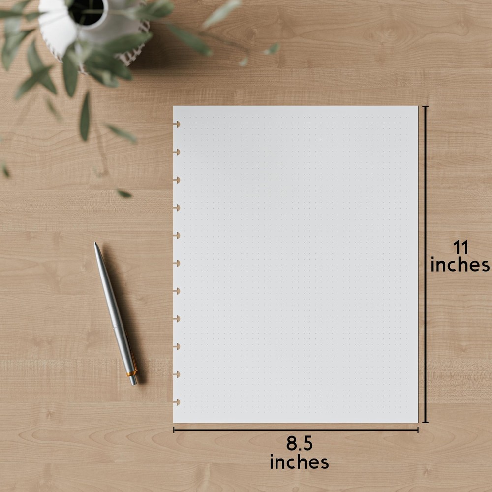 Discbound Letter Size Extra Thick Dot Grid Paper Refill, 200 Sheets, White