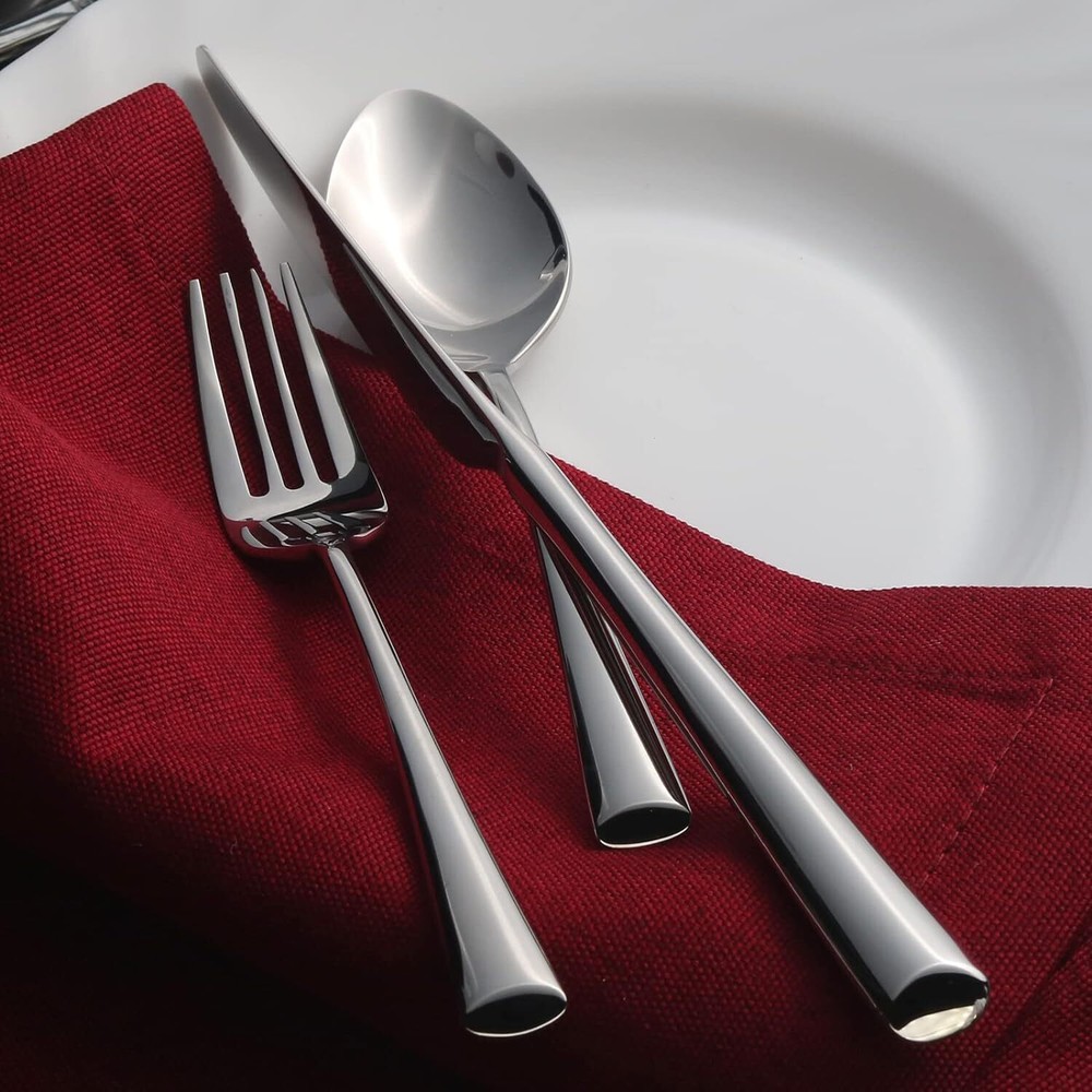 Alata Bailey 20-Piece Forged Silverware Set Stainless Steel Flatware Set,Serv...