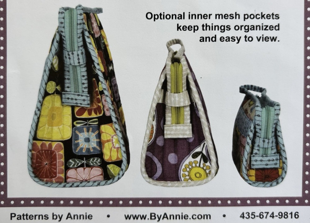 Patterns by Annie Open Wide Zippered Bags 3 Sizes (Notes, Highlighting)