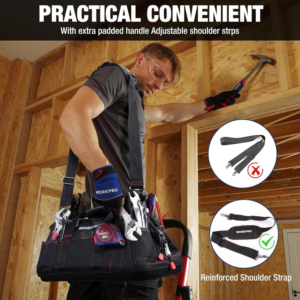 16" Tool Storage Bag with Waterproof Base, Black