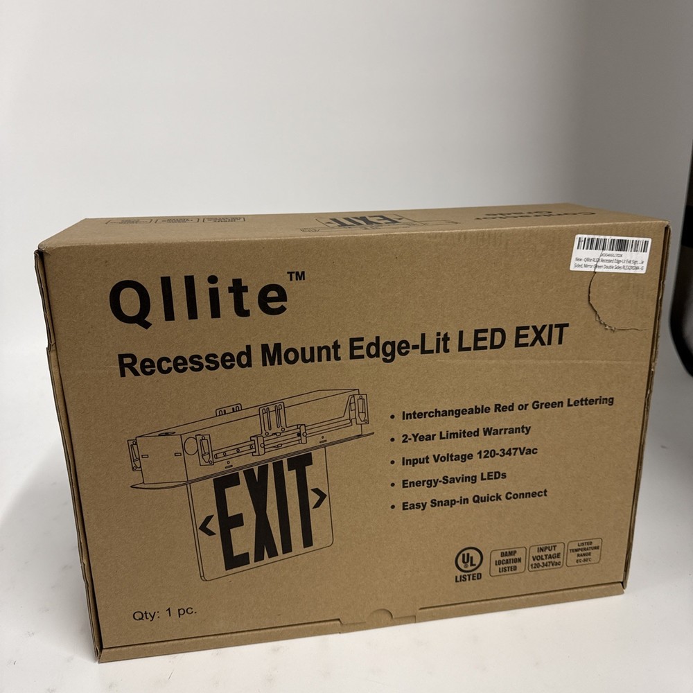 Qlite Recessed Mount Edge-Lit LED Exit Sign