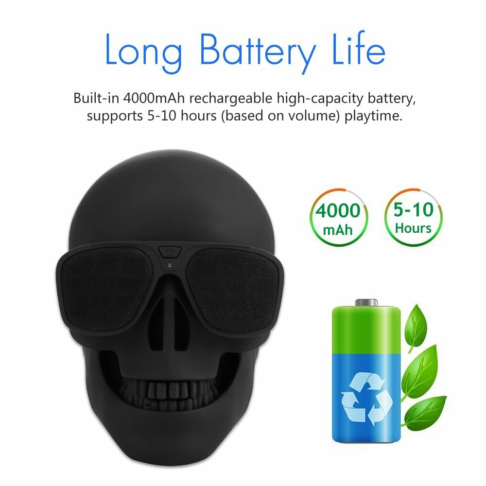Skull Bluetooth Speakers Portable Wireless Speaker Support TF/U Disk/AUX