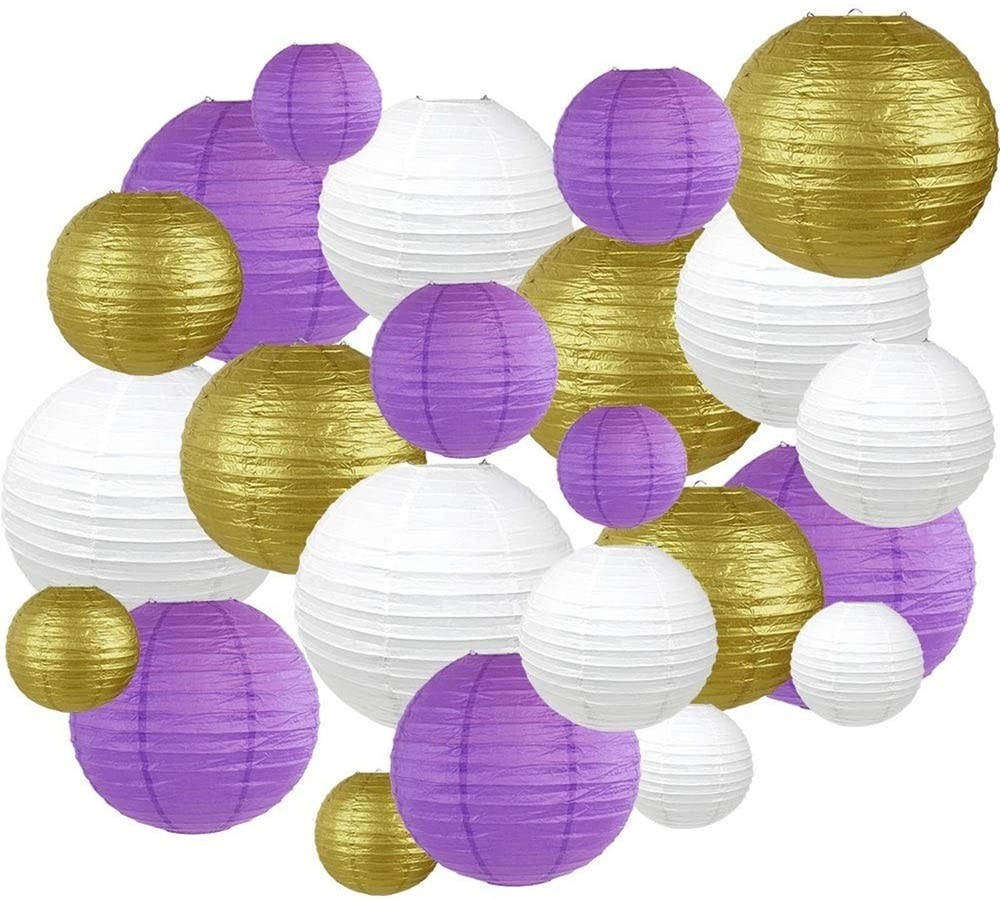 QTY=12: 4 Sizes X 3 Colors Each Just Artifacts Round Lanterns